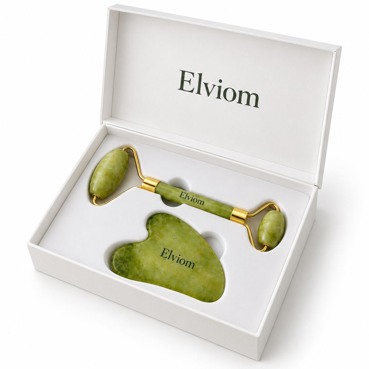 Elviom jade roller and gua sha in gift box