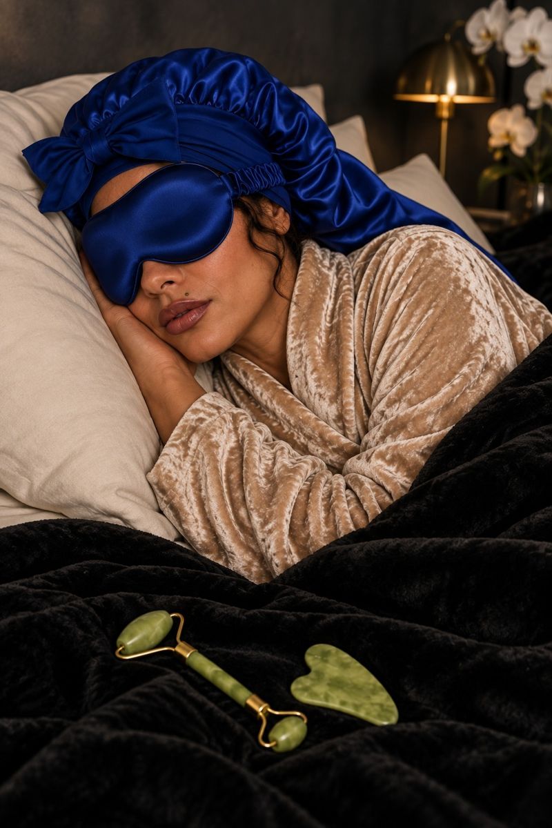 Sleeping in the Elviom 3D sleep mask and bonnet